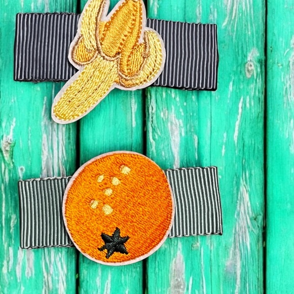 Kids Embroidered Fruit Hair Clips - Picture 4 of 6